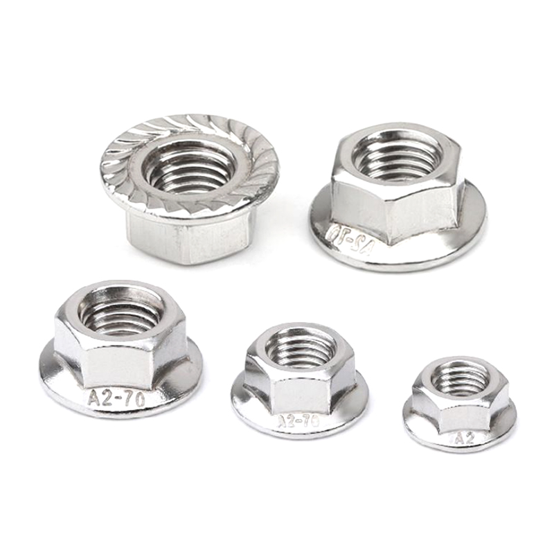 Đai ốc mặt bích lục giác bằng thép không gỉ 304 Đai ốc chống trượt Đai ốc mặt bích lục giác bằng thép không gỉ 304 Đai ốc chống trượt