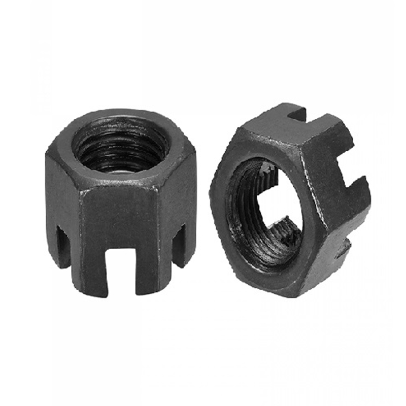 M16×1.5 Lớp 4.8 Thép Carbon Ôxít đen có rãnh Đai ốc DIN 935 M16×1.5 Lớp 4.8 Thép Carbon Ôxít đen có rãnh Đai ốc DIN 935